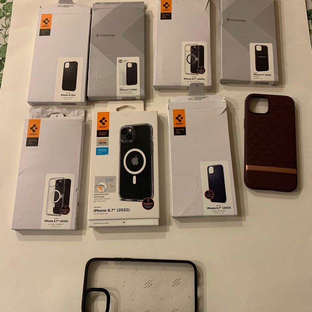 9 Assorted Spigen & Caseology iPhone 14 Plus and iPhone 15 Plus